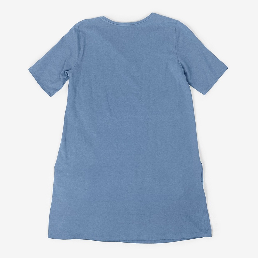 Eileen Fisher Stretch Jersey Dress Size S Blue Cotton Blend Casual Minimalist - Picture 6 of 10